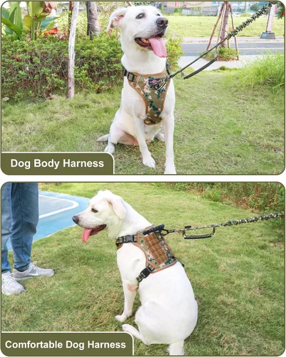 Miniatura 7 de Hotsky Arnés táctico para perro, chaleco ajustable para perro, arnés reflectante militar para mascotas, con asa de control, paneles Molle Loop
