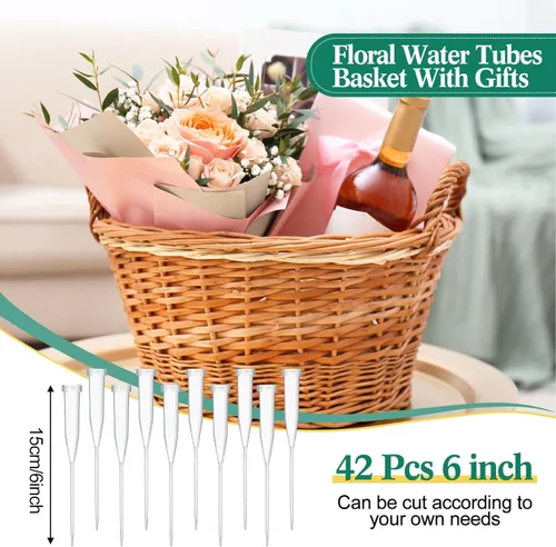 Miniatura 3 de Tessco for you 72 Pcs Floral Water Tubes 12 Inch and 6 Inch Floral Tubes Plastic Flower Tube for Fresh Flowers with Rubber Cap Flower Stem