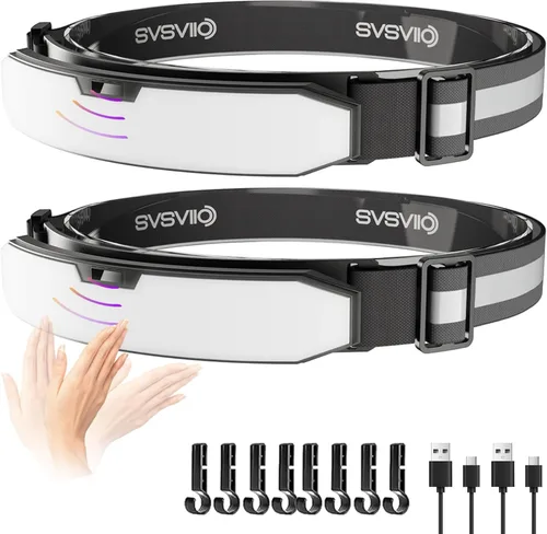 Miniatura 8 de svsviio K0209 - Linterna frontal recargable de 1500 lúmenes con sensor de movimiento y luz roja, lámpara de cabeza súper brillante, luces de cabeza