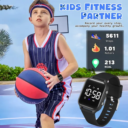 Miniatura 3 de Relojes digitales para niños y niñas, reloj deportivo con rastreador de fitness, podómetro, alarmas, cronómetro, no necesita aplicación, reloj