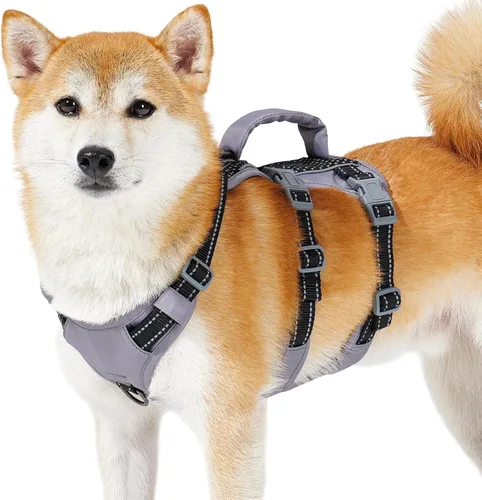 Miniatura 16 de Huntboo Arnés reflectante para perro con asa, a prueba de escape, antideslizante, transpirable, ligero, arnés de elevación ajustable para perros