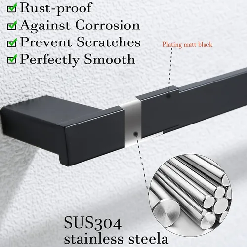 Miniatura 3 de RANDOM Toallero de mano moderno de 12 pulgadas negro mate montado en la pared SUS304 de acero inoxidable para cocina, accesorios de baño
