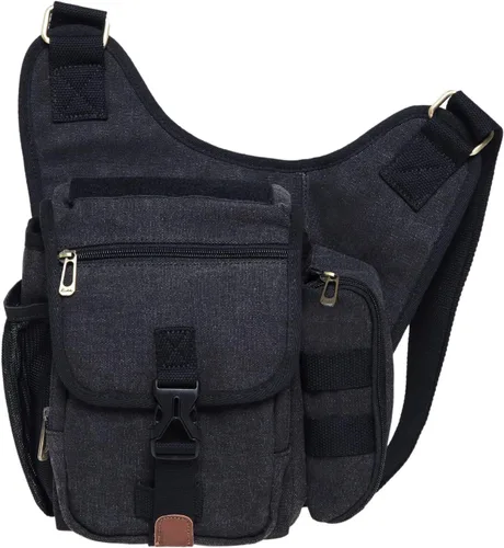 Miniatura 20 de Bolso de mensajero de lona vintage para hombre, bolso de mensajero de retazos de cuero en el pecho 3-3-ejército Verde