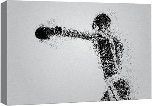 Miniatura 42 de .Wall26, lienzo de pared con pintura de pelota de tenis sobre piso de cancha. Balón de fútbol