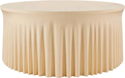 Miniatura 26 de 2 Pack White 72 inch Round Spandex Tablecloth, Washable Stretchy Fitted 6FT Round Tables,Elastic Edge with Skirt, Wrinkle-Free Table Cloths for