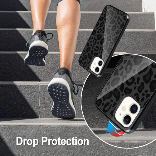 Miniatura 3 de TEAUGHT Compatible con iPhone 11 Funda con patrón lindo estampado de leopardo negro guepardo + protector de pantalla a prueba de golpes, funda