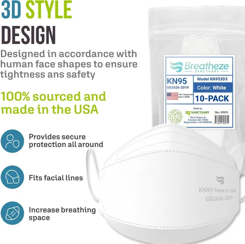 Miniatura 2 de Breatheze KN95 Face Masks Made in USA - Face Masks Disposable KN95 Mask - FDA Registered Masks