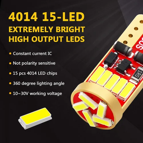 Miniatura 2 de PHINLION Bombillas LED de 500 lúmenes, 194 bombillas LED de 6000 K, color blanco, superbrillante, 168 2825 W5W T10, cuña LED de repuesto