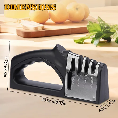 Miniatura 7 de Afilador de cuchillos manual 4 en 1 adecuado para cuchillos de cocina, cuchillos de frutas, cuchillos de acero, tijeras y afilado de precisión de 3