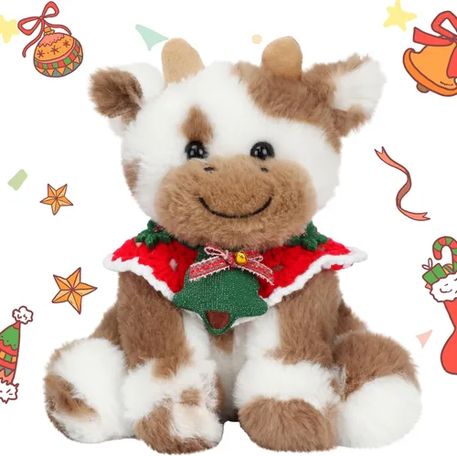 Miniatura 20 de Hopearl Adorable Vaca de Peluche, Juguetes de Vaca Flexible Suave, Animales de Peluche, Regalos de Cumpleaños Lindos para Niños, Niñas, Niños