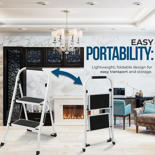 Miniatura 3 de Simpli-Magic Escalera escalonada, taburete ergonómico plegable con pedal antideslizante ancho, multiusos para el hogar, cocina y oficina