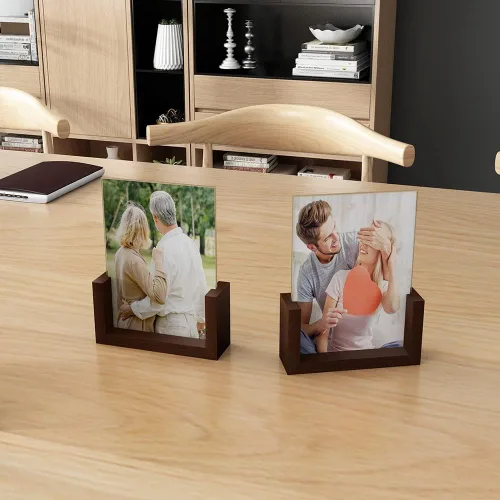 Miniatura 6 de RLAVBL - Juego de 2 portarretratos de 5 x 7 pulgadas, marcos de fotos rústicos de vidrio con base para exhibición de mesa