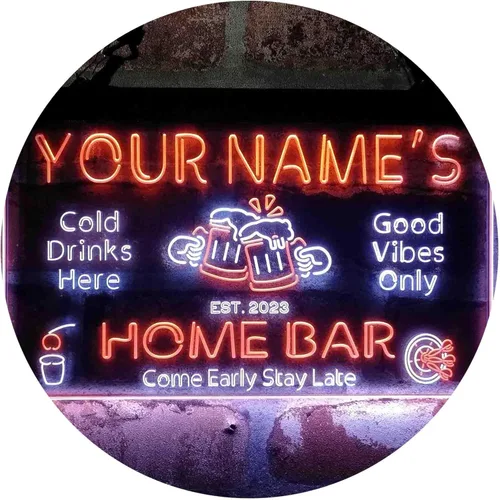 Miniatura 17 de ADVPRO Letrero de neón LED de doble color personalizado con tu nombre para bar casero de cerveza, año de establecimiento, blanco y morado, 16 x 12
