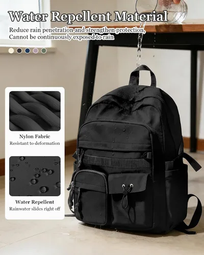 Miniatura 7 de weradar Mochila Escolar Para Mujeres y Hombres, Mochila Universitaria Estética, Bolsa Ligera de Escuela Secundaria Mochila, a1-Negro, Grande