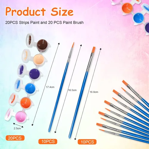 Miniatura 2 de Paquete de 10 juegos de pintura acrílica mini, 12 colores de pinturas acrílicas en tiras para niños y adultos, kit de pintura para niños de 140