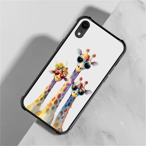 Miniatura 3 de CARLOCA Funda para iPhone XR, diseño de jirafa de cristal, ultra protección, a prueba de golpes, silicona suave TPU antideslizante para iPhone XR