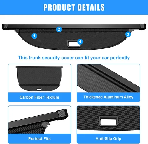 Miniatura 6 de AUXKO Cubierta retráctil de carga para Toyota Prius 2015-2010, cubierta de maletero de carga, cubierta de seguridad para 2015 2014 2013 2012 Prius