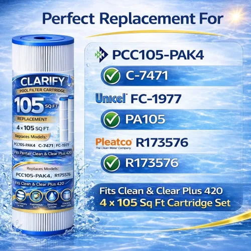 Miniatura 2 de CLARIFY El filtro de piscina CCP420 reemplaza Pentair Clean and Clear Plus 420, PCC105-PAK4, Ultral-A6, Unicel C-7471, R173576, Filbur FC-1977