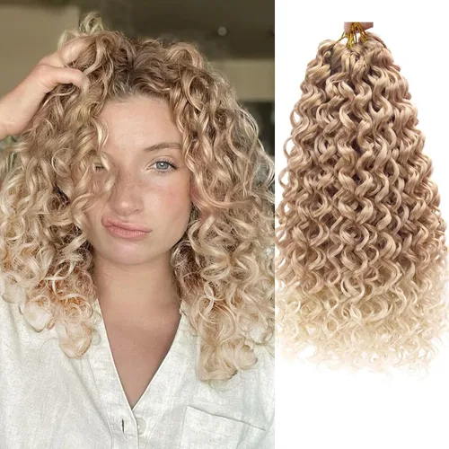Miniatura 16 de GoGo Curl Crochet Hair 18 pulgadas onda de agua pelo sintético bohemio ganchillo trenzado jengibre onda profunda extensiones de cabello trenzado