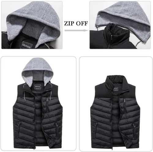 Miniatura 2 de Msmsse Chalecos de invierno para hombre, chaleco acolchado con capucha extraíble para hombre
