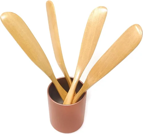 Miniatura 5 de Honbay 4 espátulas de madera hechas a mano para cocina
