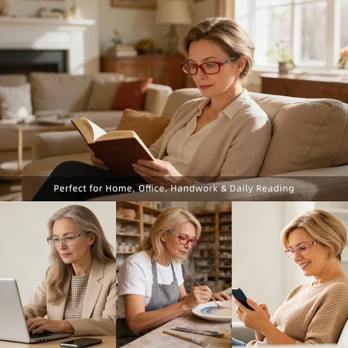 Miniatura 7 de Reading Glasses for Women, Rectangle Readers for Women with Blue Light Blocking Spring Hinge Eyeglasses UV Filter
