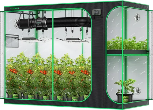 Miniatura 13 de VIVOSUN S888 - Tienda de campaña de cultivo de 8 x 8, 96 x 96 x 80 pulgadas, Mylar de alta reflexión con ventana de observación y bandeja de piso