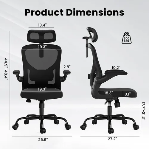 Miniatura 2 de Soohow Silla de oficina, ergonómica de malla de oficina con soporte de respaldo ajustable, cómoda silla giratoria de computadora con reposacabezas