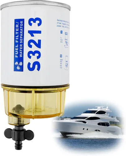 Miniatura 8 de Filtro de combustible separador de agua de repuesto para motor fuera de borda marino Mercury con accesorios de púa de 3/8" x 1/4" NPT. Reemplaza #