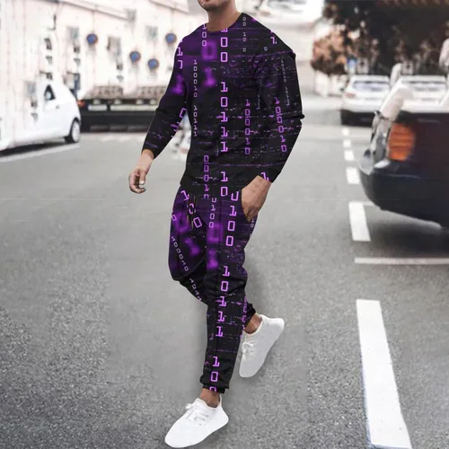 Miniatura 2 de Conjuntos chándal 2 piezas para hombre jersey de manga larga camisas, bolsillos pantalones largos trajes deportivos