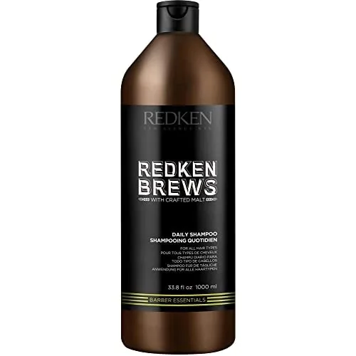 Redken Brews Champú diario para hombres, limpiador ligero para todos los tipos de cabello, 33.8 onza