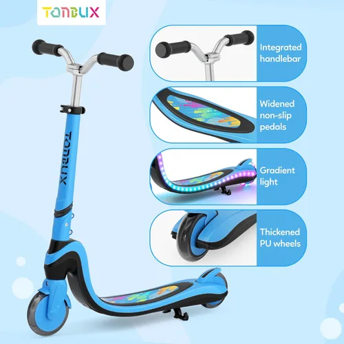 Miniatura 6 de Patinete de 2 ruedas, scooter para niños con ruedas y cubierta iluminadas, altura ajustable, 2 ruedas para niños de 5 a 7 años, scooters para niños