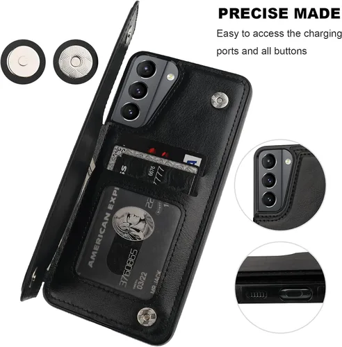 Miniatura 7 de ONETOP - Funda tipo cartera compatible con Samsung Galaxy S21 con soporte para tarjetas, funda de piel sintética con ranuras para tarjetas, doble