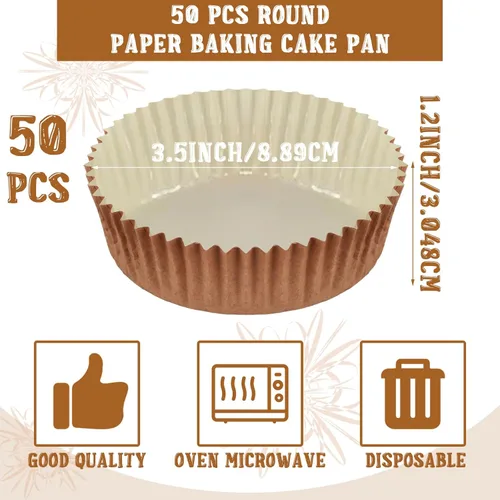 Miniatura 3 de Uiifan - Moldes desechables redondos para cupcakes, moldes de papel para hornear, envoltorios de papel para cupcakes, moldes de papel aptos