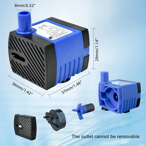 Miniatura 5 de CHANCS Bomba de agua de CA 110V 2.5W 160L/H 42GPH alta elevación 1.48ft pequeña bomba sumergible para humidificadores 2.5W x 160L/H