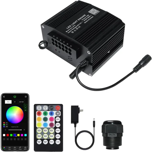 Miniatura 20 de AZIMOM Fuente de Luz de Fibra Óptica Centelleante de Alta Luminosidad 50W Motor Driver de Caja de Luz RGBW Control Remoto Bluetooth/RF Modo Sensor