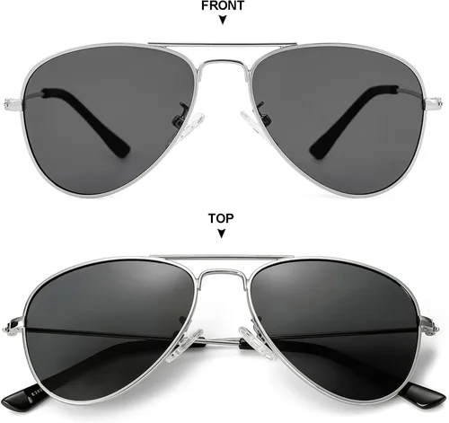 Miniatura 32 de Gleyemor Lentes de sol polarizados estilo aviador para niños y niñas, jóvenes, adolescentes, dos tamaños de 1.969 in y 2.047 in