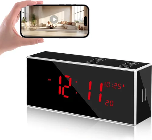 Reloj de cámara Full HD 1080P inalámbrico con visión nocturna, cámara oculta con detección de movimiento, ultra gran angular de 160° 2.4/5Ghz