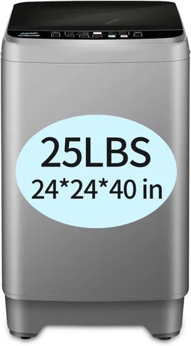 Miniatura 8 de KRIB BLING Lavadora completamente automática con pantalla LED, bomba de drenaje de lavadora de 17.7 libras, 10 programas y 8 niveles de agua Gris
