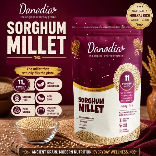 Miniatura 9 de Danodia Foods Grano de mijo de sorgo, 33.51 oz / 2 libras Grano de sorgo blanco Jowar, mijo de grano entero, grano sin gluten para cocinar