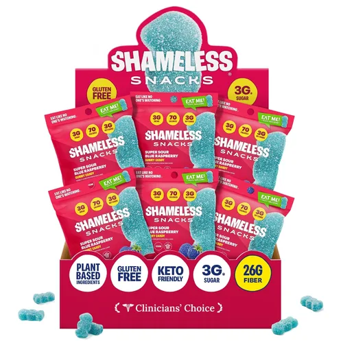 Miniatura 13 de Shameless Snacks – Snacks saludables bajos en calorías, gomitas keto bajas en carbohidratos (caramelos sin gluten) – Paquete de 6 Green Apple Blast