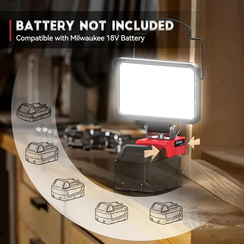 Miniatura 7 de Ecarke Luz de trabajo LED compatible con batería Milwaukee18V, luces de trabajo inalámbricas de 128 W, 12800 lm de luz de batería de linterna
