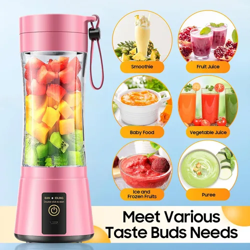 Miniatura 2 de Licuadora portátil inalámbrica de tamaño personal – Licuadora sin BAP para hacer batidos y batidos, taza de jugo de 12 onzas con 6 cuchillas, se Rosa
