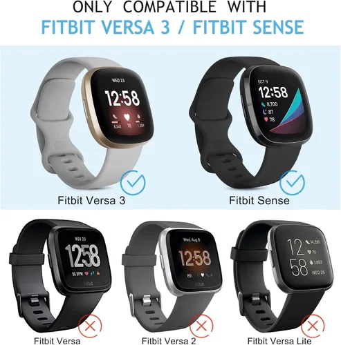 Miniatura 4 de Paquete de 3 bandas de silicona para Fitbit Sense bandas Fitbit Versa 3 bandas para mujeres y hombres, correas deportivas suaves clásicas