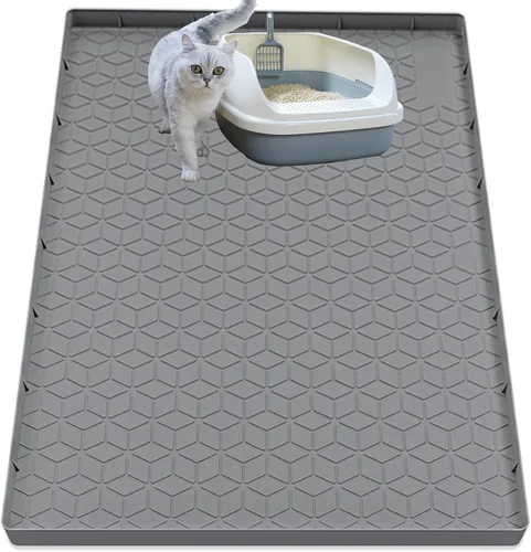Miniatura 11 de Alfombra para Arena de Gatos, Alfombra de Silicona Grande para Caja de Arena - 28 x 22 pulgadas, Impermeable y Antideslizante, Duradero y Fácil