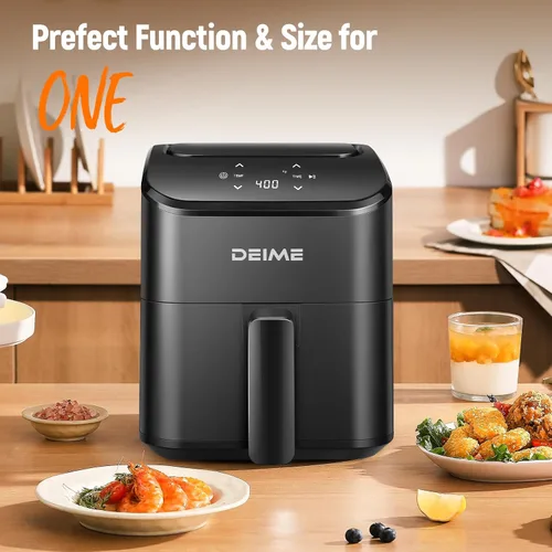 Miniatura 7 de DEIME - Freidora de aire pequeña digital de 2.8 cuartos de galón, compacta y que ahorra espacio, para hornear, recalentar, asar para comidas rápidas