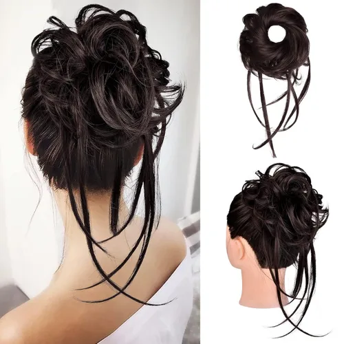 Miniatura 19 de HOOJIH Pieza de cabello estilo moño desordenado - Extensiones de cabello superlargas estilo moño rizado, envoltura de cabello ondulado, accesorio