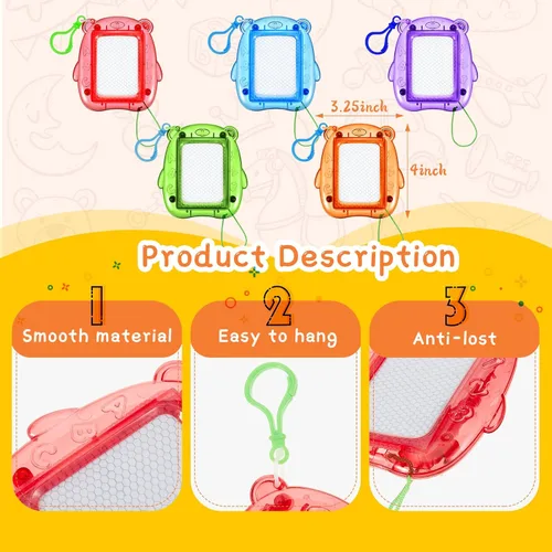 Miniatura 2 de Outus 24 Piezas Mini Tableros Magnéticos de Dibujo, Tablero de Garabato para Niños, Llavero con Clip para Mochila, Tablero de Dibujo Borrable