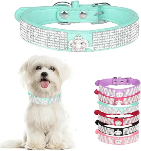 Miniatura 18 de Collares de perro para perros medianos hembras, collar de perro con diamantes de imitación, bonito collar con purpurina para mascotas XXS Xs, S, M
