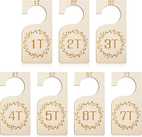 Miniatura 9 de Patelai 7 divisores de madera para armario de bebé, organizador de ropa, 1T a 7T, divisores de armario, organización de guardería para el hogar